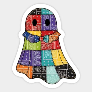 Bandana Boo Patchwork Ghost with cute Collar and Coquette Bow Sticker